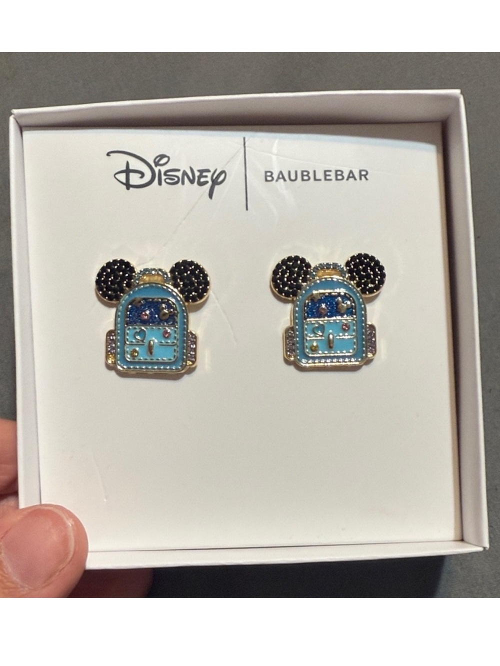 Disney x Baublebar Mickey Mouse Backpack Earrings - White & Blue Accents